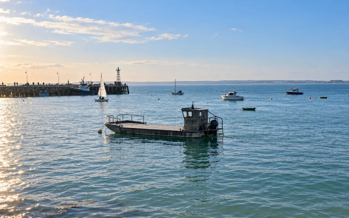 Image générée par IA : un bateau de travail au port de la Houle à Cancale