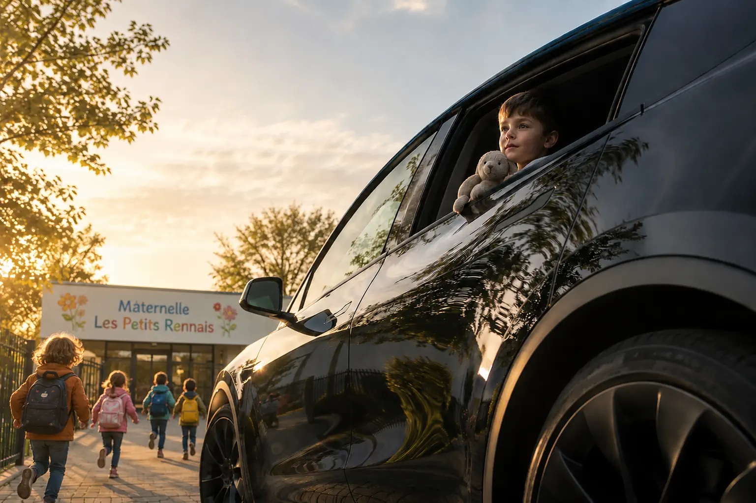 Transport scolaire privé Ladyncar à Rennes avec chauffeuse VTC pour enfant accompagné